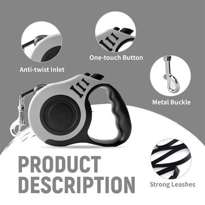 Retractable Dog Leash - 5m Automatic Strong Nylon Lead For Small/Medium Dogs & Cats, Durable Pet Traction Rope Supplies