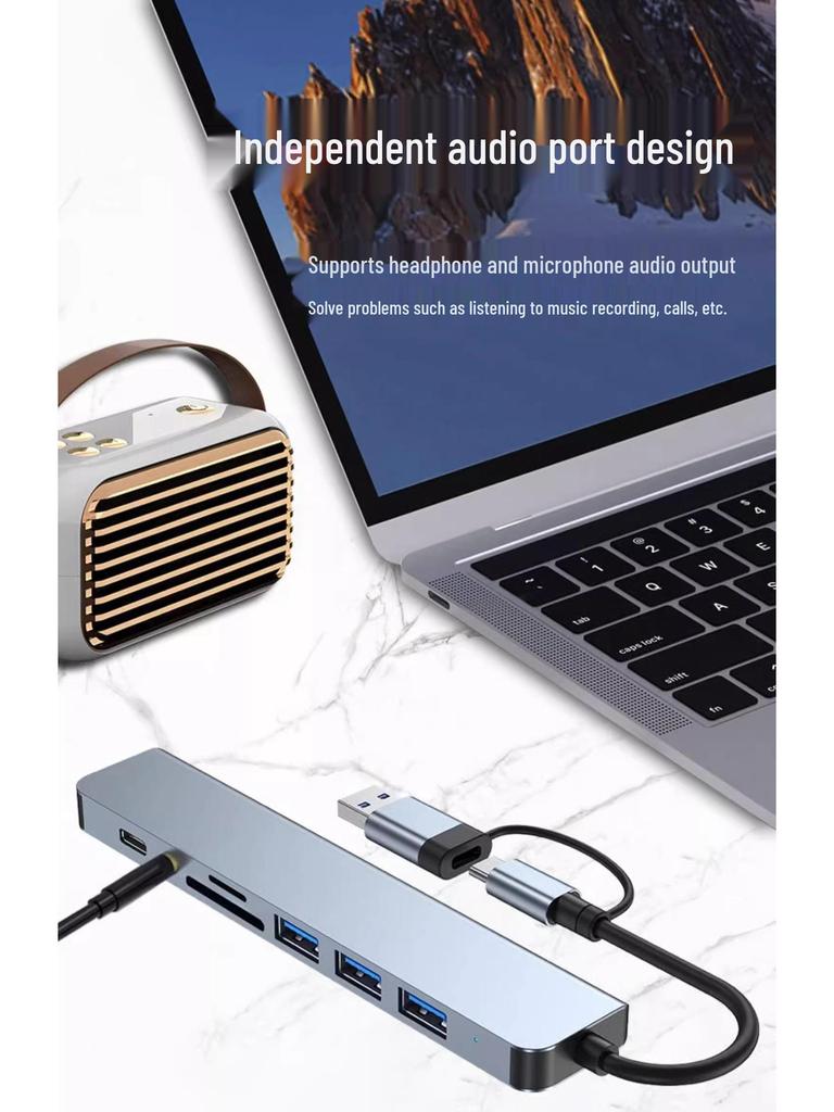 USB 3.0 Multi-Interface Type-C Expansion Hub for Laptops, Tablets, Phones, and Desktops