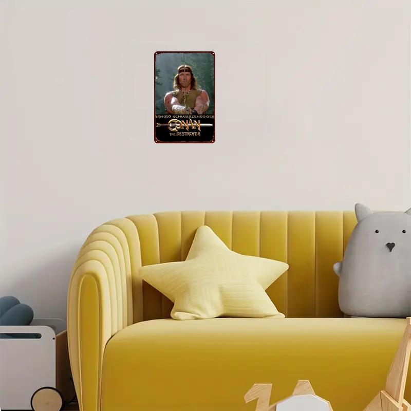 Hisun Tin Sign HD Tin Sign Conan The Destroyer Arnold Schwarzenegger Vintage Movie Poster Retro Metal Wall Art for Man Cave Home Theater Decor