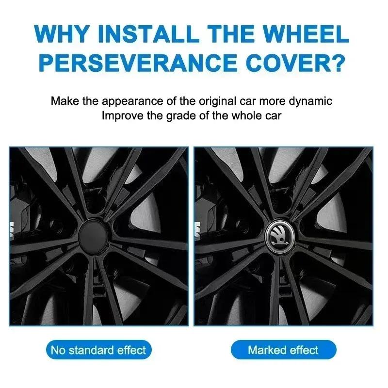 4pcs 56mm+60mm Car Wheel Center Hub Cap Rim Cover Emblem Stickers For Skoda Octavia Fabia Kamiq Kapoq Kodiaq Rapid SCALA Superb