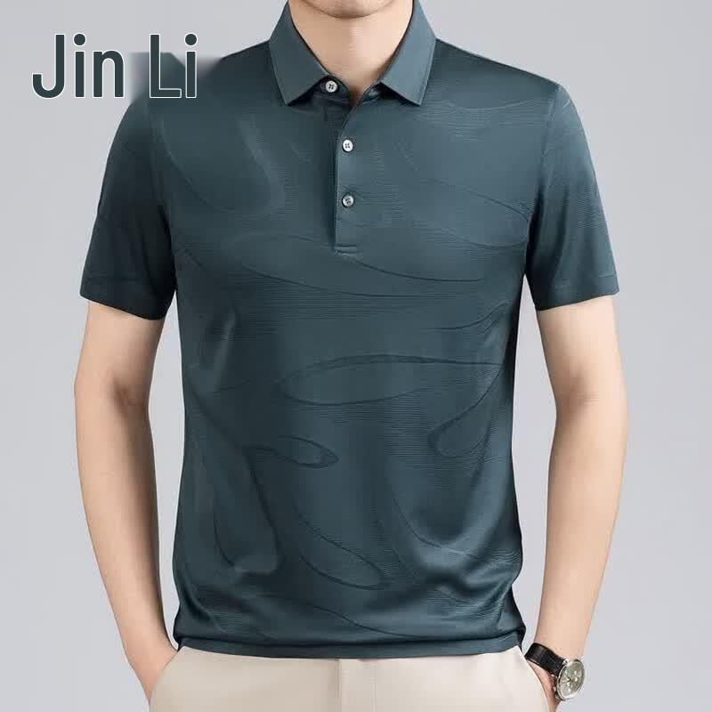 Men s Silk Blend Cooling Business Casual Polo Shirt 130