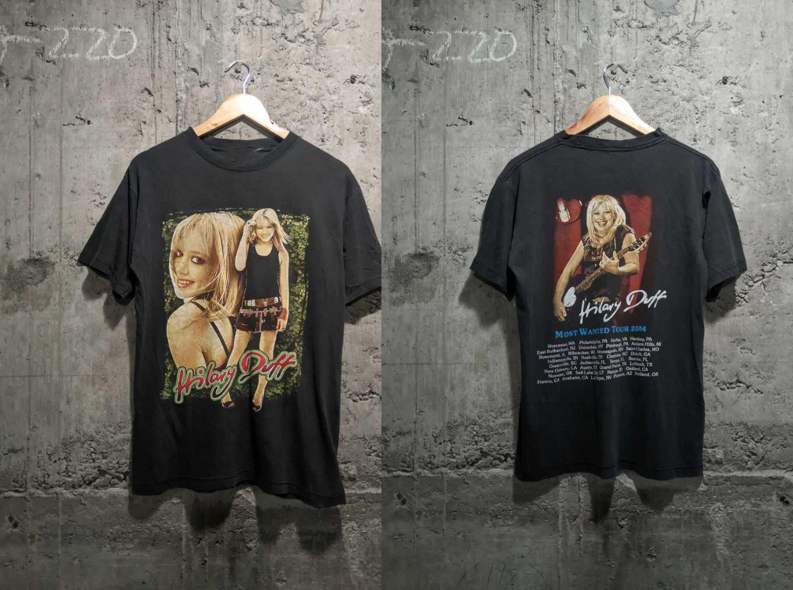 2 Sides 2005 Hilary Duff most wanted Tour Black S-5XL T shirt Reprint TH01 XXXXL