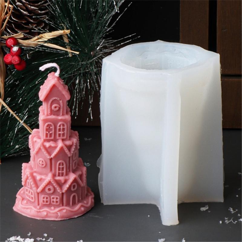 Silicone Moulds House Shape Candle Molds Ornament Christmas House Castings Molds Plaster Molds Epoxy Resin Molds