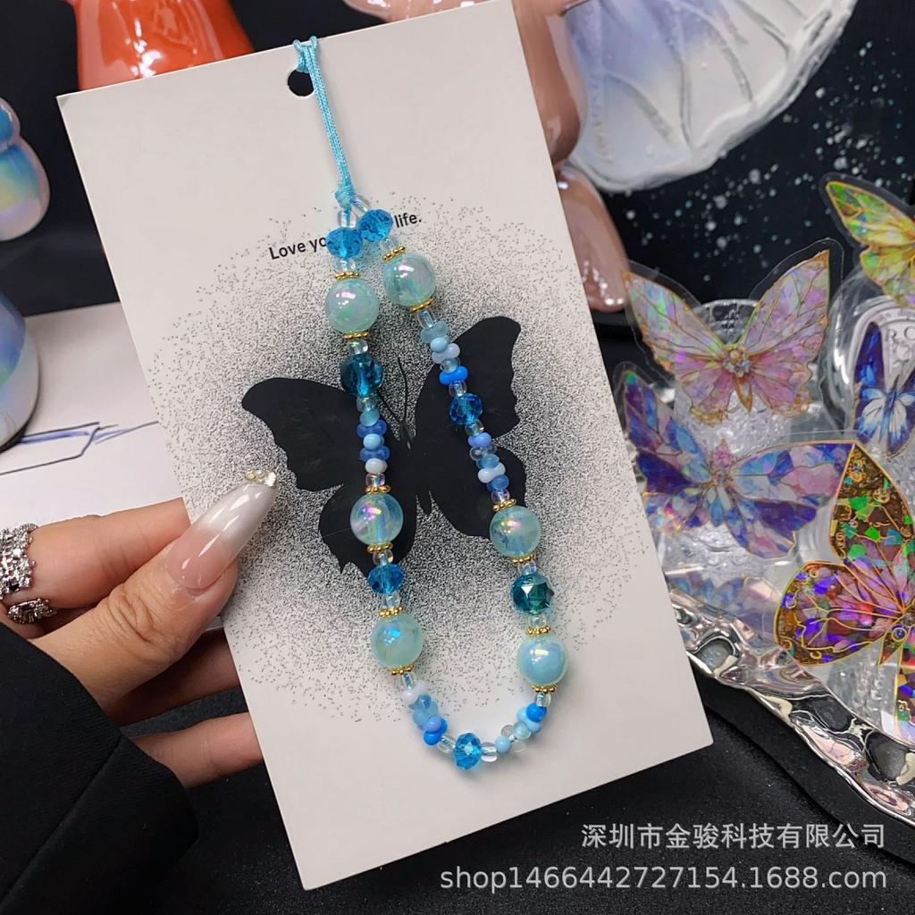 Summer New Handmade Beaded Mixed Style Phone Lanyard CCD Camera USB Flash Drive Bag Pendant Phone Chain Rope Wholesale