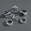 6Pcs Men Punk Poker Joker Silver Color Rings for Men Goth Skeleton Billiards Set Couple Emo New Fashion Jewelry Anillos Hombre