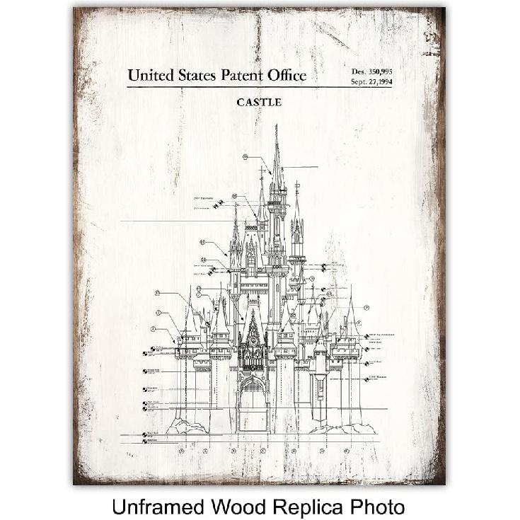 Rides Sign Patent Art Prints - Vintage Wall Art Poster Set - Rustic Home Decor for Boys, Girls, Teens, Kids Room - Gift for Mickey Fans - 8x10 Photos