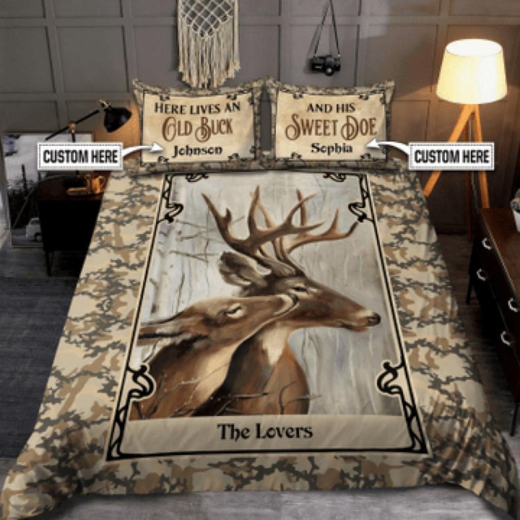 Koszulka Tmarc z nadrukiem Jeleń Stary Buck Słodka Łania Kochankowie Zestaw pościeli domowej