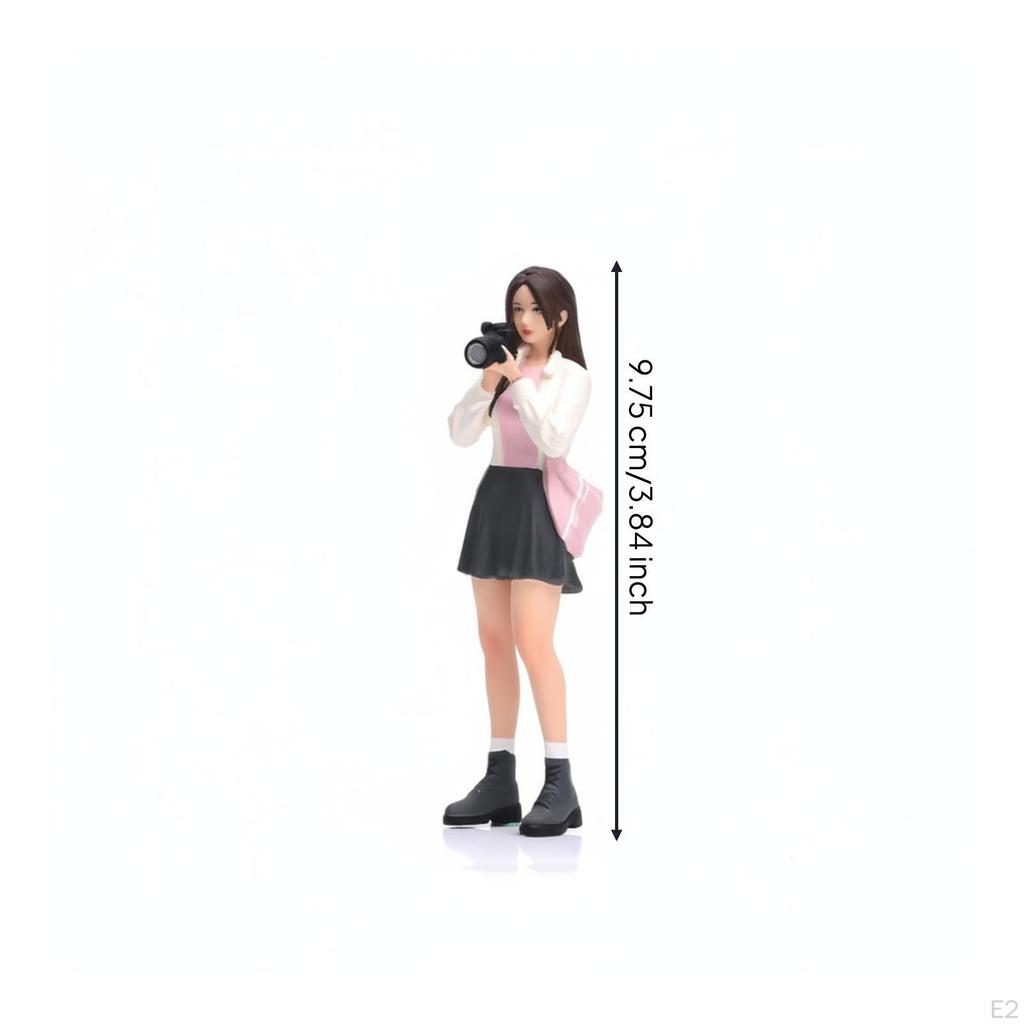 Female Photographer Figurine HandhandPainted Figure with Camera Detailed Miniature