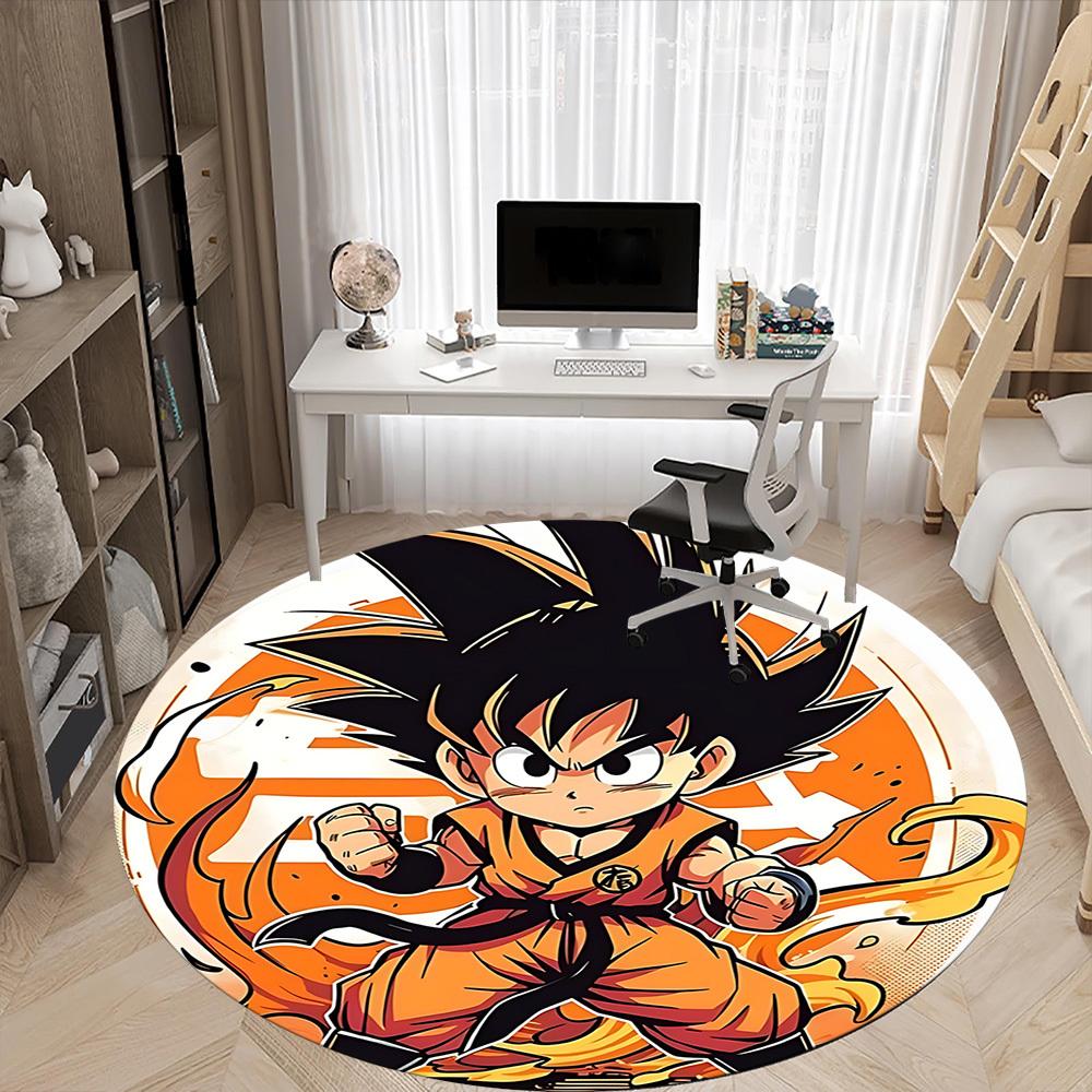 1pc Goku Saiyan Office Round Area Rug, Indoor Mat Suitable For Office, Under Office Chairs Bedroom Living Room Home Decor, Room Deco