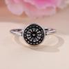 Vintage Old Silver Wipe Round Flower Bud Ring Personalized Fashion Accessories