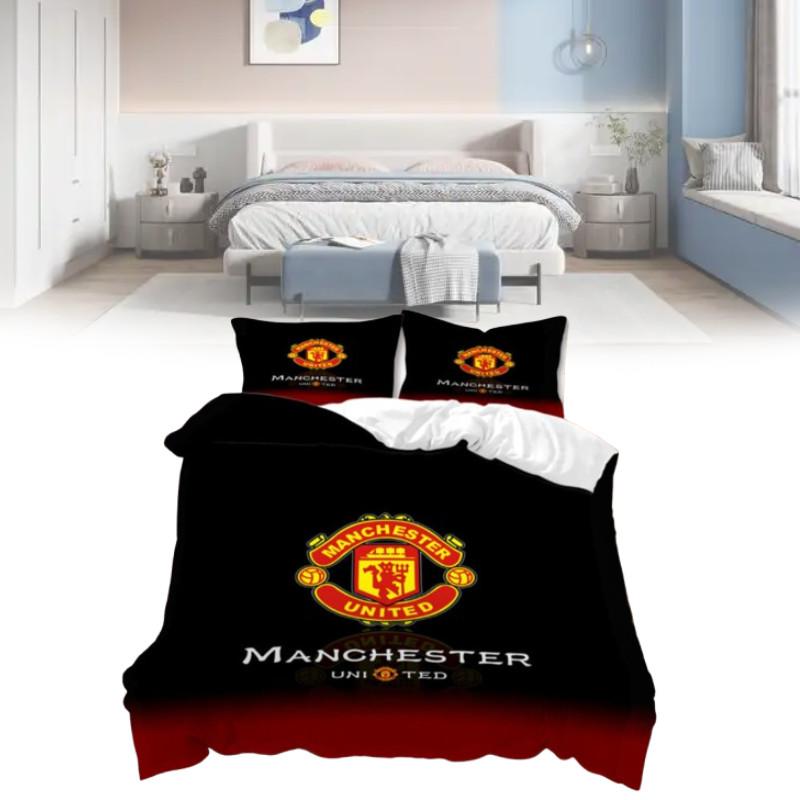 Manchester United Bedding Set With Soft Polyester Fabric For Fans Bedroom Decor