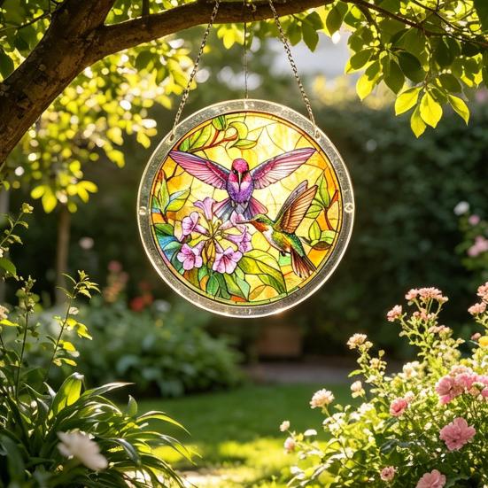 Sun Catcher Puzzle Acrylic Suncatcher Durable Clear Acrylic Colorful Patterns Window Decoration for Doors Garden