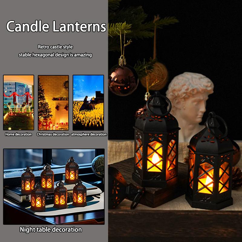 Mini Laterne mit LED-Kerze, Dekorative Laternen für Halloween-Dekorationen, Flackernde Kerzenhalter für Diwali-Hochzeitsdeko
