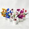 5 Blooms Artificial Orchid Arrangement Realistic Potted Flower Display  Table Centerpiece