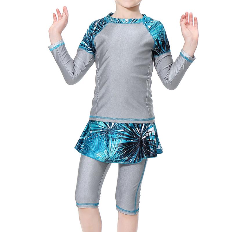 

Мусульманские девушки консервативные детские купальники 3 шт. детский купальный костюм с шапочкой для плавания 110 серый