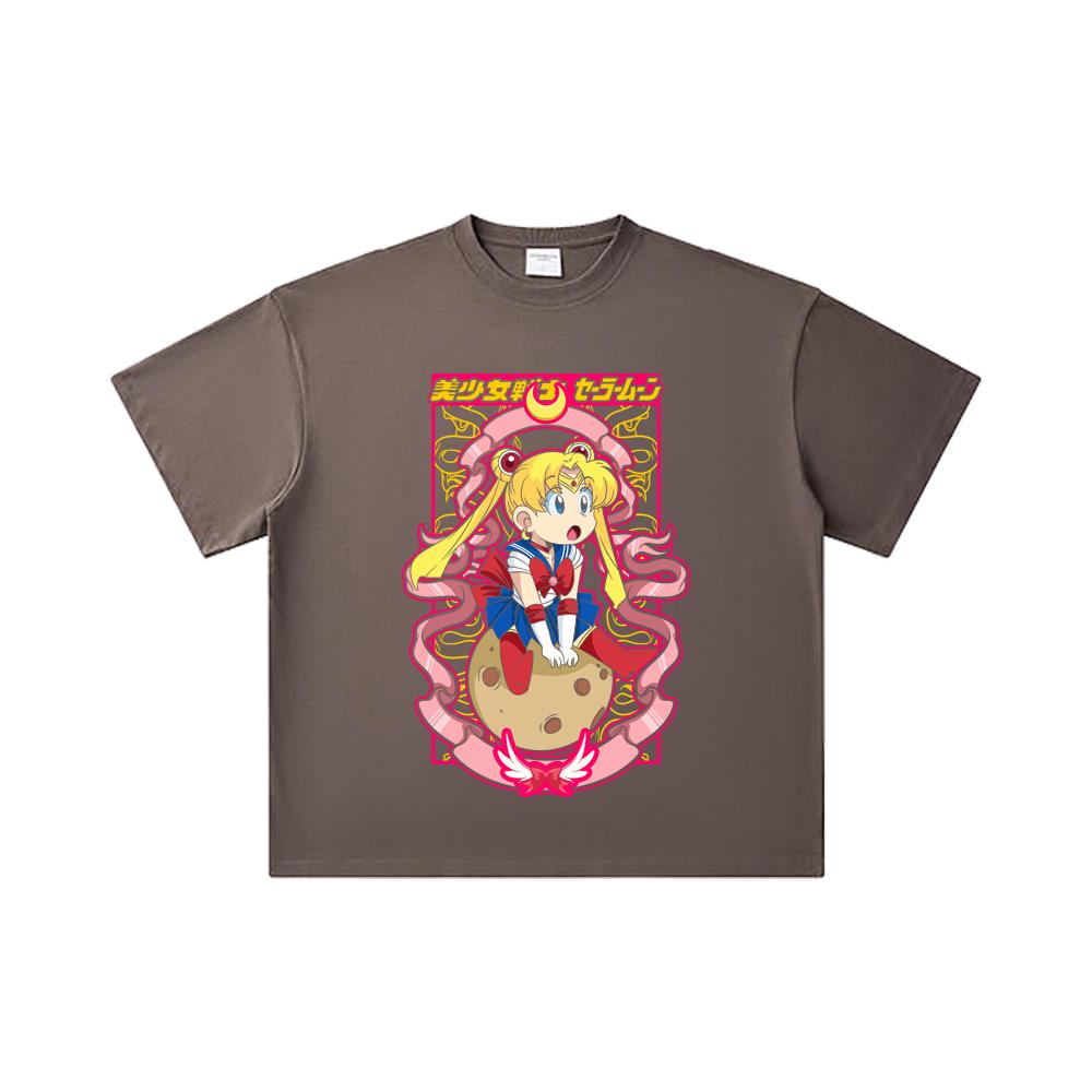 260 GSM Double Yarn 32 Count 100% Cotton Sailor Moon V10 Usagi Print Unisex Heavy Cotton T Shirt