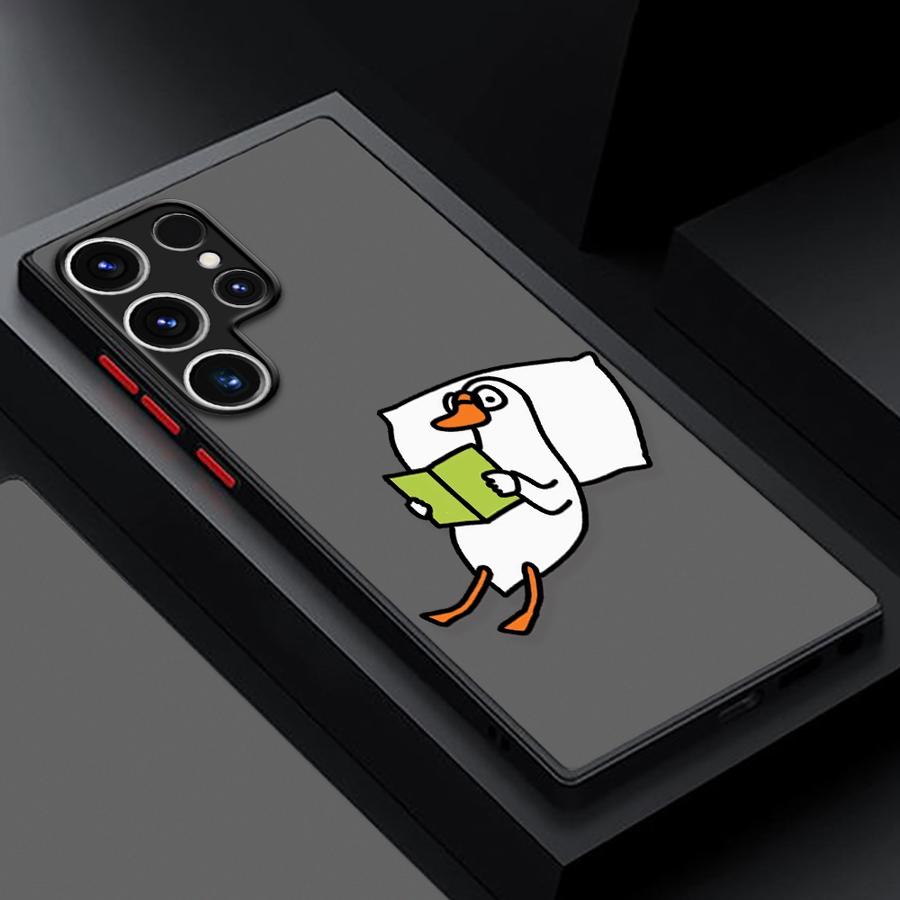 Cute Cartoon Lying Flat Duck Case for Samsung Galaxy S24 Ultra S23 Plus S25 S22 S21 FE S20 Note 20 S9 S10 Silicone Phone Cover