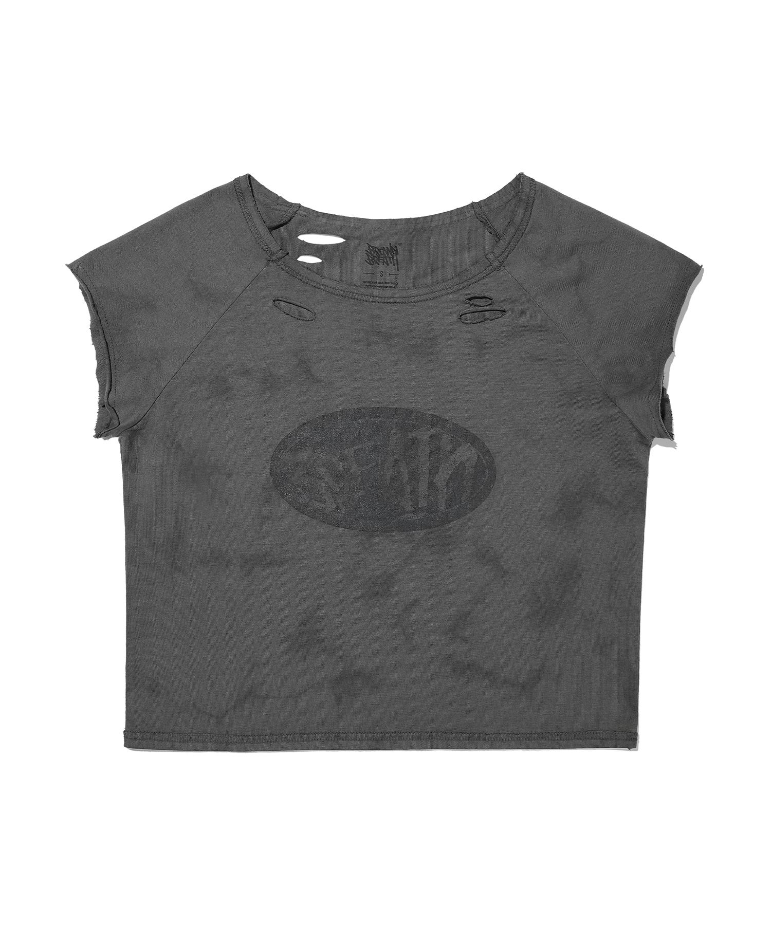 Brown Bless W Vintage Pigment Crop Tee - Charcoal Charcoal/S