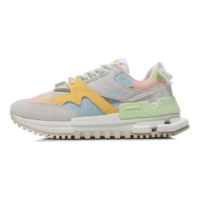 Li Ning 001 Craft Reflective Shock Absorbing Non-Slip Wear-Resistant Lightweight Breathable Low-Top Running Shoes Women Sneaker White Yellow AGCR122-6