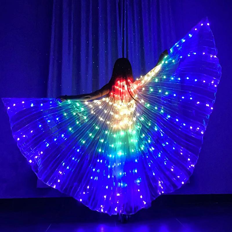 Elf LED Luminous Butterfly Wings Costume - Gold Fluorescent Cloak for Kids & Adults, Perfect for Stage Performances
