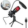 Condenser Microphone USB Wired For PC Laptop Computer Professional Gaming Accessories Kit Gamer Sound Live Streaming Podcast RGB