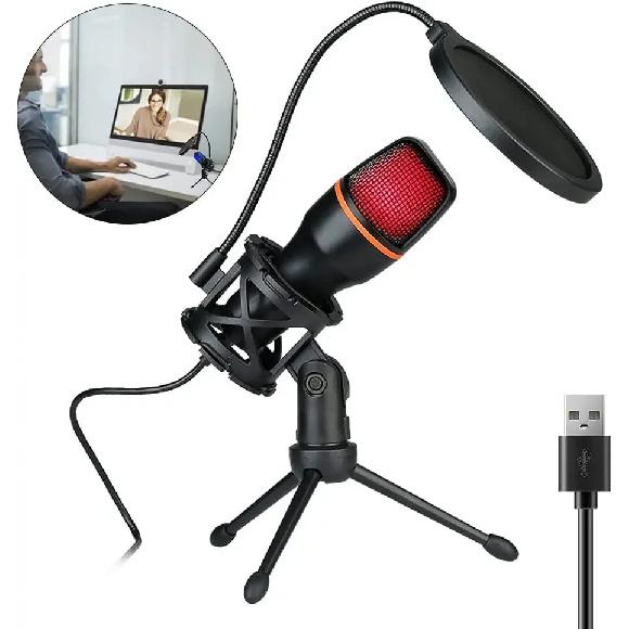 Condenser Microphone USB Wired For PC Laptop Computer Professional Gaming Accessories Kit Gamer Sound Live Streaming Podcast RGB