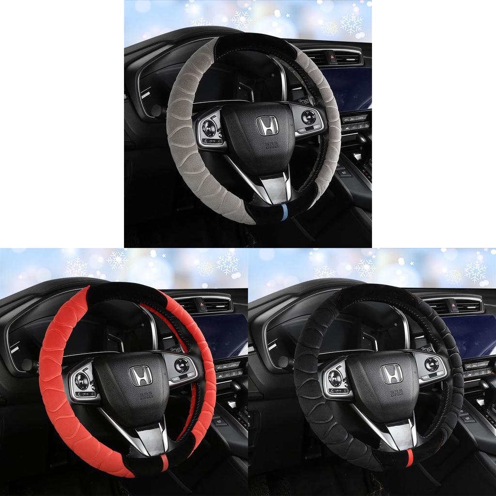 Plush Embossed Design Car Steering Wheel Cover Keep Your Hands Warm And Stylish In Winter