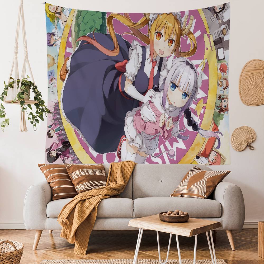 Miss Kobayashi Dragon Maid Anmie Cartoon Tapestry Art Science Fiction Room Home Decor Wall Hanging Sheets