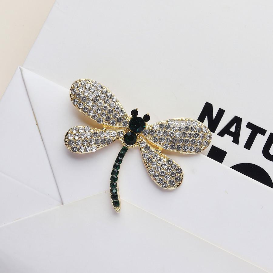 

Европейская и американская ретро брошь «Черная орхидея и стрекоза»: Шелковая пряжка для шарфа с дизайном насекомого с бриллиантами Full jeweled small dragonfly brooch