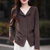Suede Turn-Down Collar Casual Women's Shirt - Autumn/Winter Heat-Retaining Slim Fit
