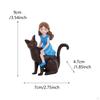 Girl withCat Figurine Cute Black Feline Statue Regal type Resin for Girls, Children,