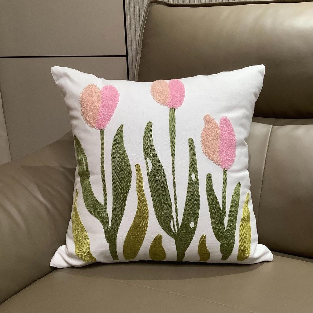 Federa per Cuscino Fiore di Papavero Nordico 2D Pelle di Pesca Federa per Cuscino Decorativa Floreale Cuscini Decorativi per Divano Soggiorno Decorazione per la Casa