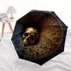 Golden Skull In Labyrinthine Tunnel Wall ClockUmbrella, Portable 3-Fold Compact Umbrella,Christmas Gift ES394