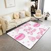 Erosebridal Bowknot Living Room Rugs for Girls, Girly Bow Knot Decorative Carpet Stripes Diamond Area Rug 6'6" x 4'11" for Kids Women, Kawai