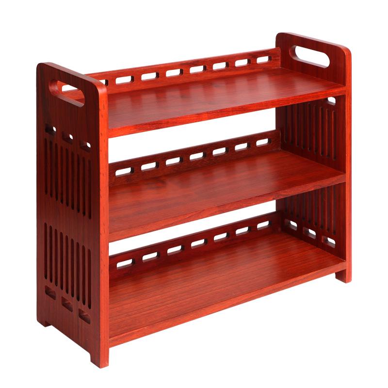 Red Rosewood Multi-layer Desktop Storage Rack - Retro Style Kung Fu Tea Set Display Shelf