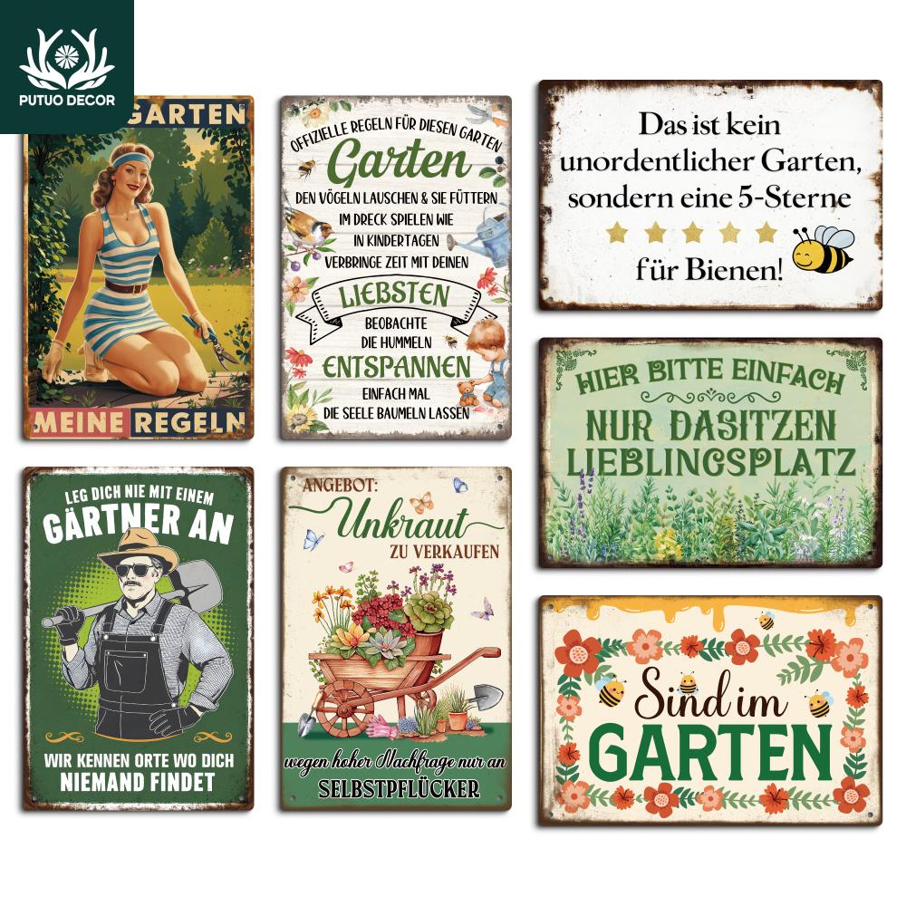 Putuo Decor Pc Individuality German Vintage Metal Tin Sign Wall Art Decor for Home Farmhouse Garden GiftxInches