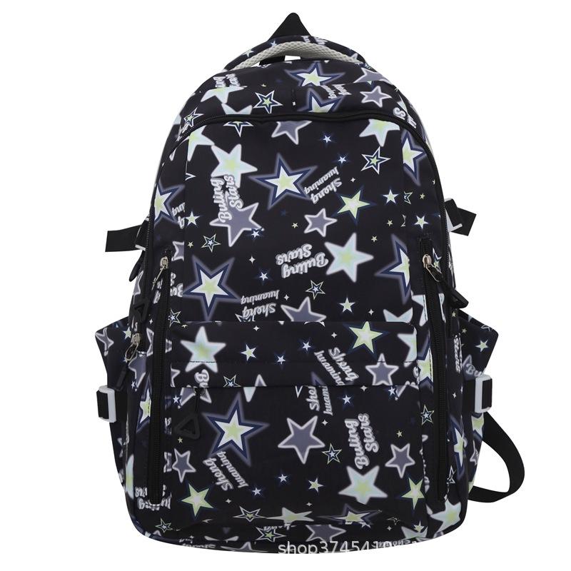 

Школьный рюкзак для ученицы средней школы, рюкзак большой емкости с принтом чёрный