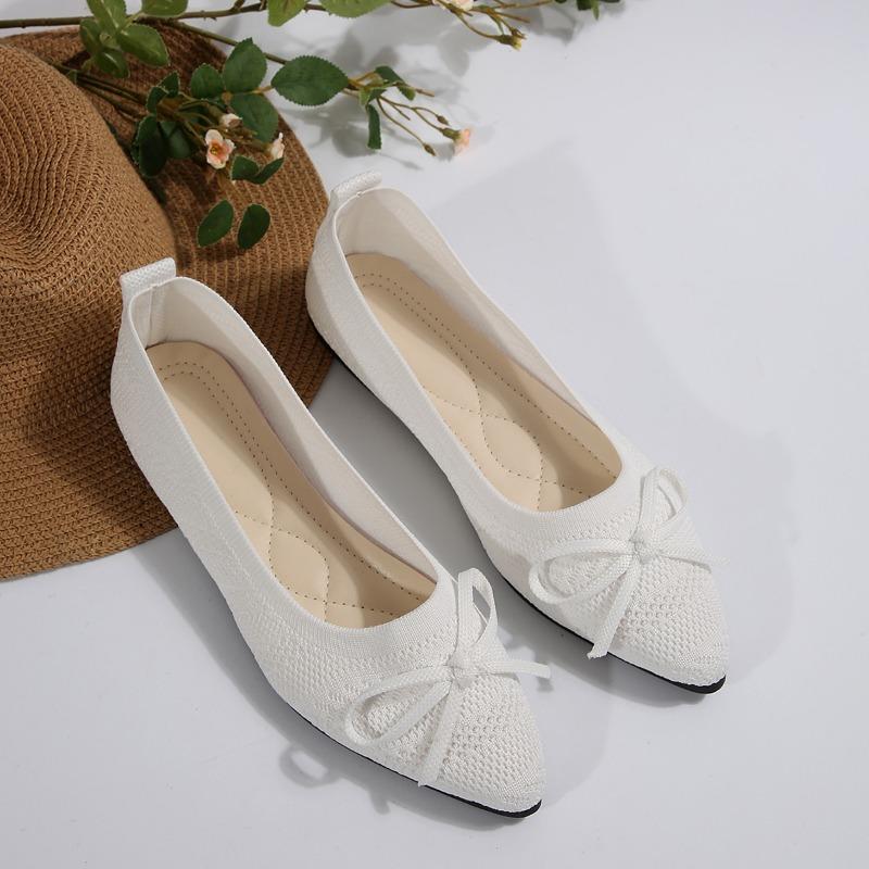 

Fashion Autumn New Flat Shoes Pointed Head Shallow Mouth Cloth Surface Butterfly Knot Soft Sole Non-slip Single Shoes 43