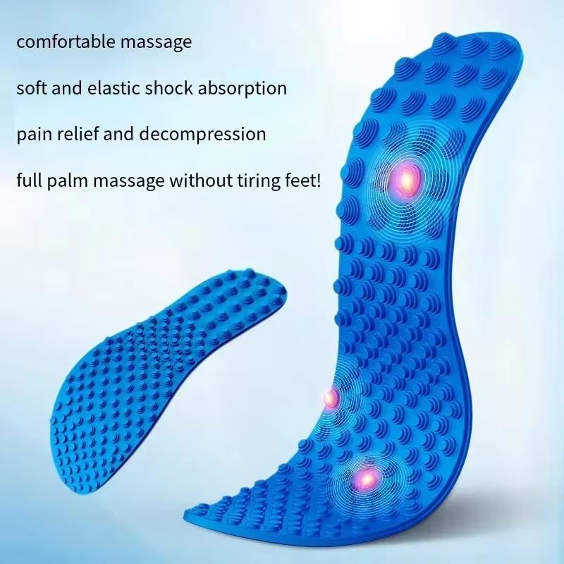 1 Pair Unisex Soft Acupressure Massage Insoles Trimmable Non-slip for Sneakers Boots Foot Pain Relief Outdoor Activities