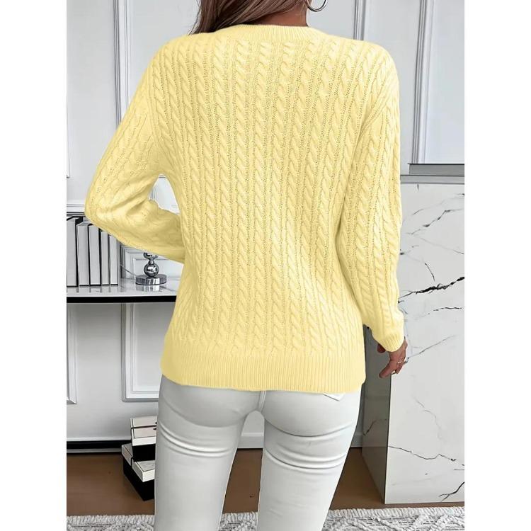 Elegant Ladies Solid Color Sweater Soft Round Neck Pullover Comfortable Fitted Durable Versatile Fashion Casual and Formal Wear