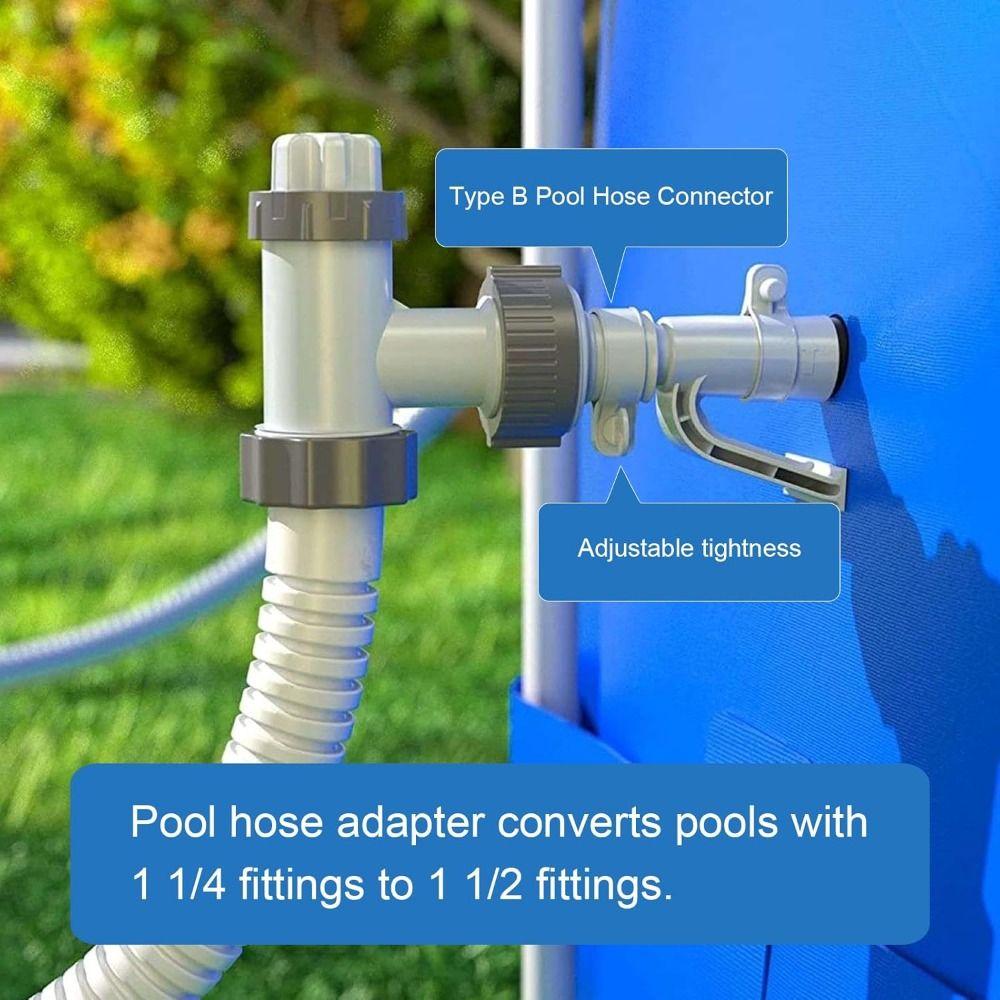 New 1.25 to 1.5 Pool Hose Adapter With Adjustment Hoop Type B Pool Hose Connector Rubber Metal Pool Filter Pumps Adapters
