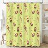 Holiday Christmas Shower Curtain with Nutcracker Candy Cane Pattern Decorative Waterproof Fabric for Bathroom Yellow 180x240cm (
