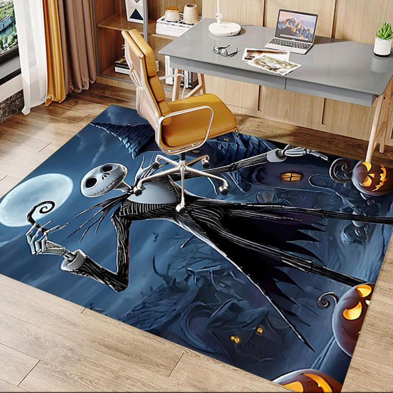 1pc Jack Skellington Halloween Carpet Anti Slip Polyester Floor Mat for office.Bedroom