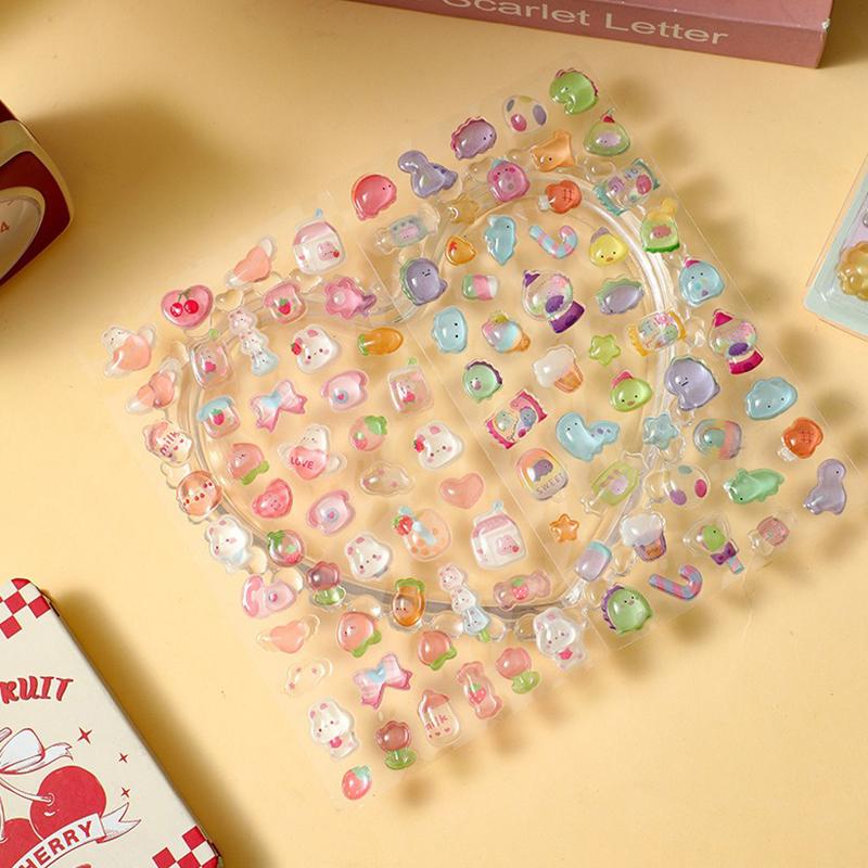2Sheet/Pack Assorted Colorful Cute Animal Pattern Sticker 3D Embossed Stickers DIY Decorative Material for Phone Laptop Case ZYF