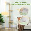 Wall Mounted Cat Shelves, Cat Climbing Wall with 4 Climbing Platforms, Jute Scratching Post and Toy Ball,180cm Tall, Light Grey