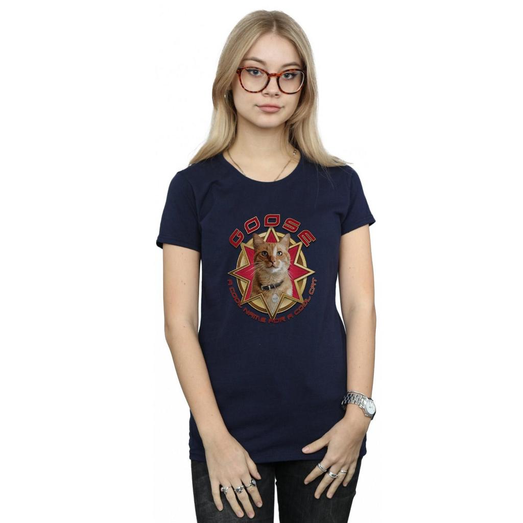 Marvel Womens/Ladies Captain Marvel Goose Cool Cat Cotton T-Shirt