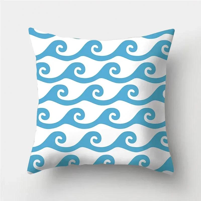 Blue Geometric Pattern Decorative Cushion Pillowcase Cushion Cover Throw Pillow Living Room Sofa Decorative Pillowcase