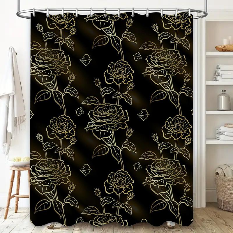 Luxury Floral Shower Curtain Waterproof Bathroom Decorative Fabric 3D Printing Print Customizable Size For Home Decoration