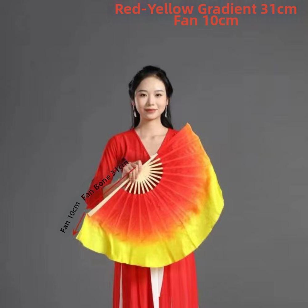 26/31cm Bamboo Chinese Short Bellydance Fan Hand Dye Adults Fan  Veil Pairs Yangko Dance Tools