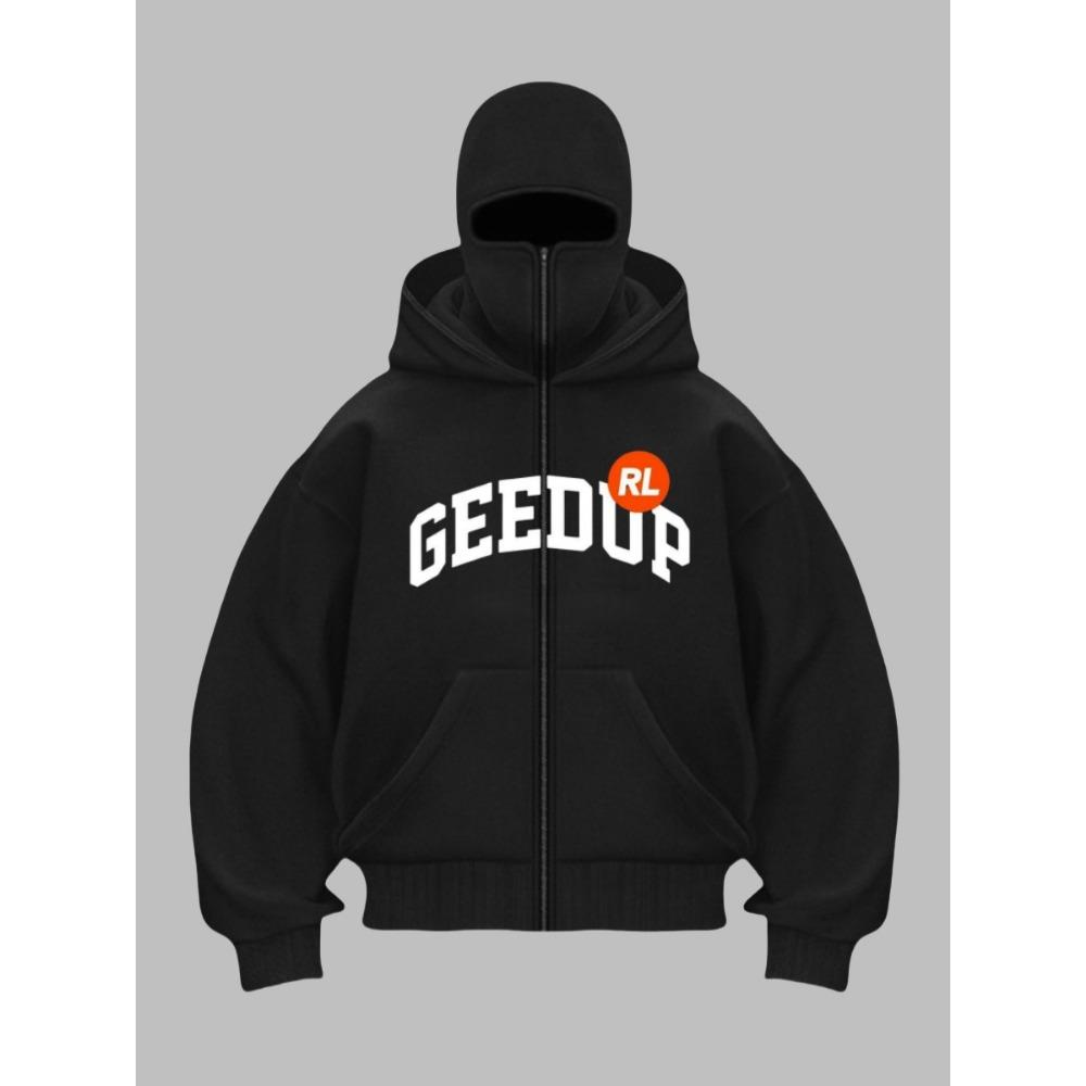 

2025 Мужское Новое Поступление Куртка на Молнии с Маской для Лица, Уличная Хип-Хоп Толстовка с Двойным Капюшоном, Свободная Y2K для Пары L